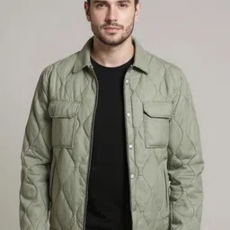 Mast & Harbour Spread Collar Geometric Quilted Jacket-picture-19