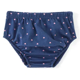 Babyhug Cotton Jersey Knit Half Sleeves Frock With Bloomer Kitty & Heart Print - Navy Blue image 4