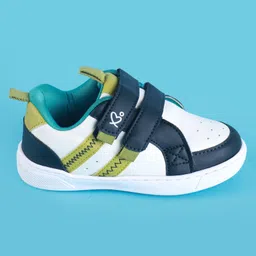 Babyoye Casual Shoes with Velcro Closure - White & Blue image 4
