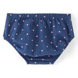 Babyhug Cotton Jersey Knit Half Sleeves Frock With Bloomer Kitty & Heart Print - Navy Blue image 5