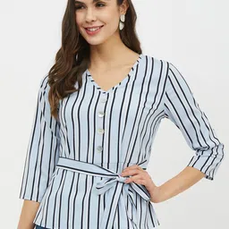 Harpa Women Blue Striped Top image 1