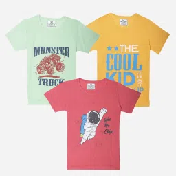 Vimal Jonney Boys Multicolor Printed T-Shirt (Pack Of 3) image 1