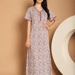Kanvin Pink Cotton Printed Nighty-picture-19