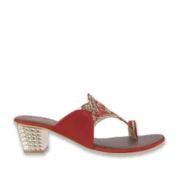 Mochi Women's Red Toe Ring Sandals image 2
