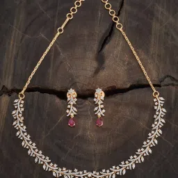 Kushal's Fashion Jewellery Ruby Rhodium Gold Polished Zircon Necklace set for Women image 1