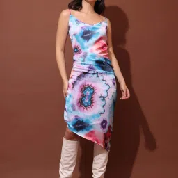 Purvaja Multicolor Satin Regular Fit Printed Dress image 1