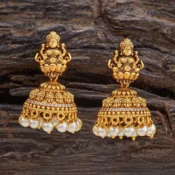 Kushal's Fashion Jewellery White Golden Earrings for Women-picture-29