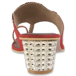 Mochi Women's Red Toe Ring Sandals image 5