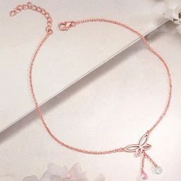 GIVA 925 Sterling Silver Rose Gold Anklets for Women-picture-14