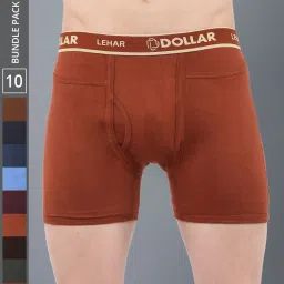 Dollar Lehar Assorted Cotton Regular Fit Trunks - Pack Of 10 image 1