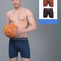 Dollar Lehar Assorted Cotton Regular Fit Trunks - Pack Of 3 image 1