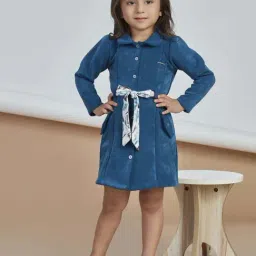 Peppermint Kids Teal Blue Knitted Regular Fit 1 Dress-image-70