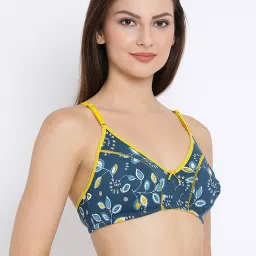 Clovia Teal Blue Floral Print Full Coverage Bra image 4
