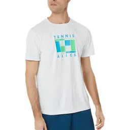 Asics White Regular Fit Printed Sports T-Shirt image 1