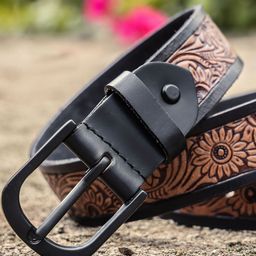 Celtic Unisex Printed Leather Tang Belt-picture-44