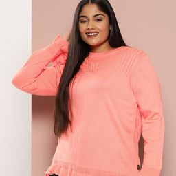Sztori Plus Size Cable Knit Frilled Pullover-picture-37