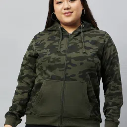 Club York Olive Printed Plus Size Hoodie image 1