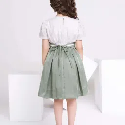 Peppermint Kids Olive Green Polyester Flared Fit 1 Dress image 2