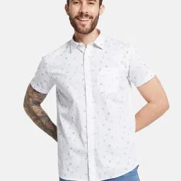 Mettle White Cotton Regular Fit Printed Shirt image 1