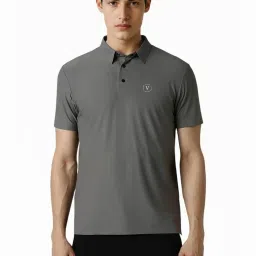 Van Heusen Grey Regular Fit Texture Polo T-Shirt image 1