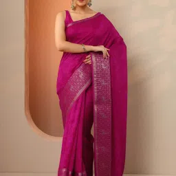 Libas Pink Regular Fit Printed Saree With Unstitched Blouse image 1