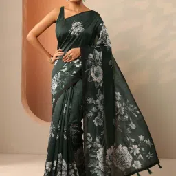 Libas Green Regular Fit Embellished Saree With Unstitched Blouse image 1