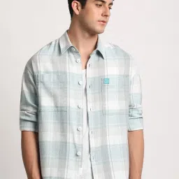 The Bear House Blue Cotton Loose Fit Checks Shacket image 1