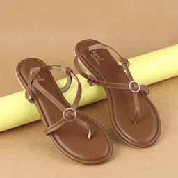 D'LORZERI Women's Brown Sling Back Sandals image 1