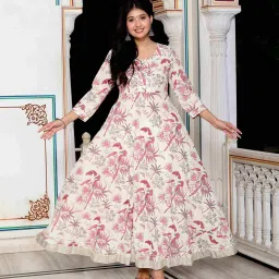 Miravan Pink Printed Anarkali Kurta image 1