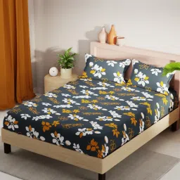 KOPA Emilea Multicolor Microfibre Floral 152 TC Double Flat Bedsheet with 2 Pillow Covers image 1