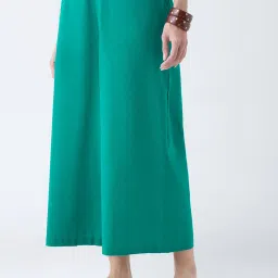 Utsa by Westside Green Solid Cotton-Blend Ethnic Pants image 1