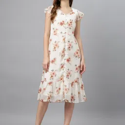 Latin Quarters Light Peach Printed A Line Dress image 1