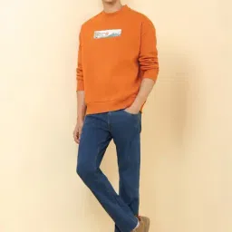 Allen Solly Orange Cotton Loose Fit Embroidered Sweatshirt image 5