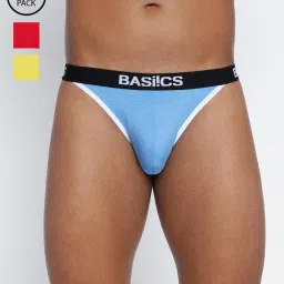 BASIICS by La Intimo Multi-Color Blended Relaxed Fit Solid Briefs (Pack Of 3) image 1