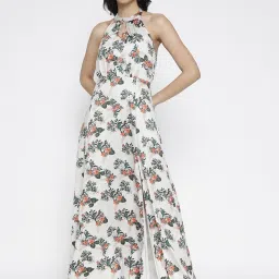 La Intimo Cream Relaxed Fit Printed Dress image 1