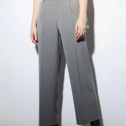 Only Grey Straight Fit High Rise Pants image 1