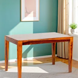 Ikiriya Oakmont Brown Sheesham Wood Contemporary Dining Table in Pine Finish image 1