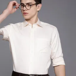 louis philippe Men Cream Classic Fit Print Full Sleeves Formal Shirt image 1