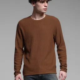 Jack & Jones Red Cotton Slim Fit Texture Pullover image 1