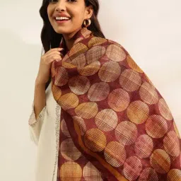 Fabindia Maroon Printed Stole image 4