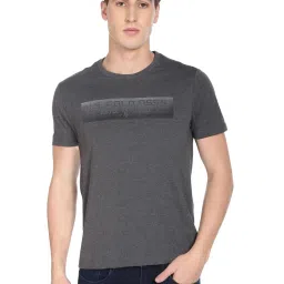 U.S. Polo Assn. Charcoal Cotton Regular Fit Printed T-Shirt image 1