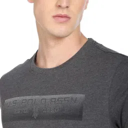 U.S. Polo Assn. Charcoal Cotton Regular Fit Printed T-Shirt image 4