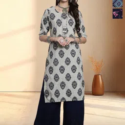 HERE&NOW Selection Of 3 Floral Printed Round Neck Straight Kurtas-picture-40