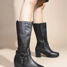 SHUZ TOUCH Women Block-Heeled Regular Boots image 1