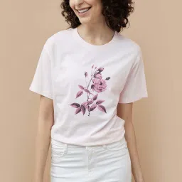 Fame Forever by Lifestyle Pink Cotton Printed T-Shirt image 1