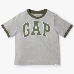 GAP Boys Light Grey Cotton Graphic T-Shirt image 1