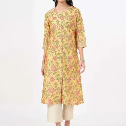 Rangmanch by Pantaloons Yellow Printed A Line Kurta image 1