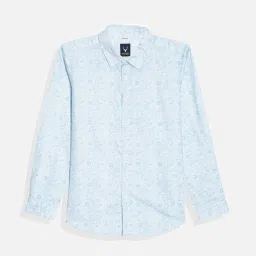 allen solly Allen SollyBlue Cotton Slim Fit Print Shirt image 1