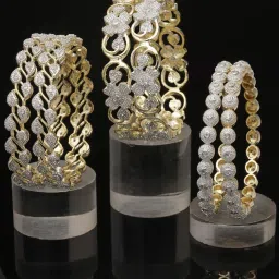 Zeneme Gold Plated American Diamond Studded Bangles for Women Set of 6 image 1