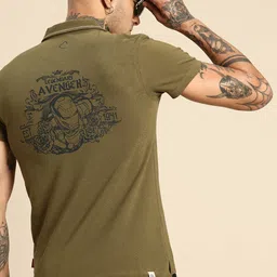 Being Human Avengers Printed Polo Collar Pure Cotton T-shirt image 1